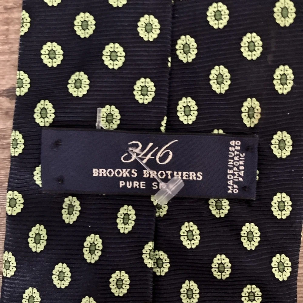 Brooks Brothers 346 Blue Green‎ Geometric Silk Tie